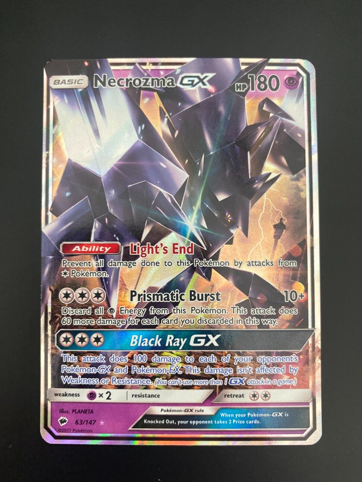 Pokemon Necrozma GX 63/147 Burning Shadows Full Art Holo NM