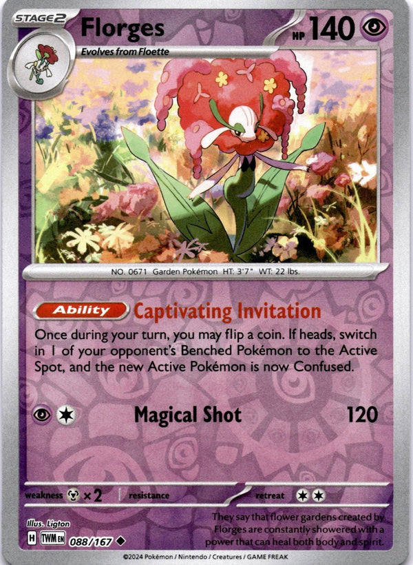 Pokemon Florges 088/167 Twilight Masquerade Reverse Holo NM
