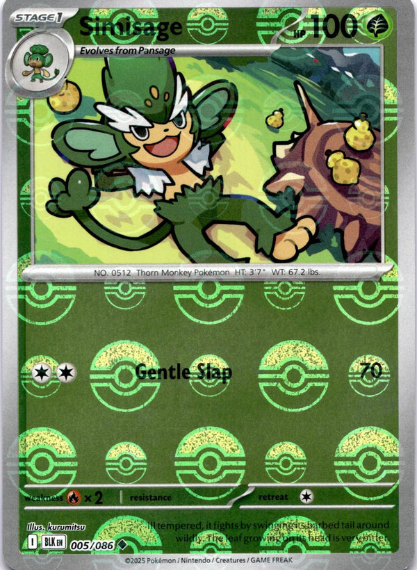Pokemon Simisage 005/086 Black Bolt Pokeball Reverse Holo NM