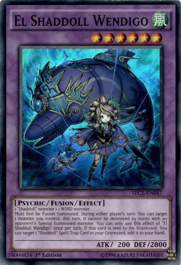Yugioh El Shaddoll Wendigo SECE-EN047 Super Rare 1st Edition LP