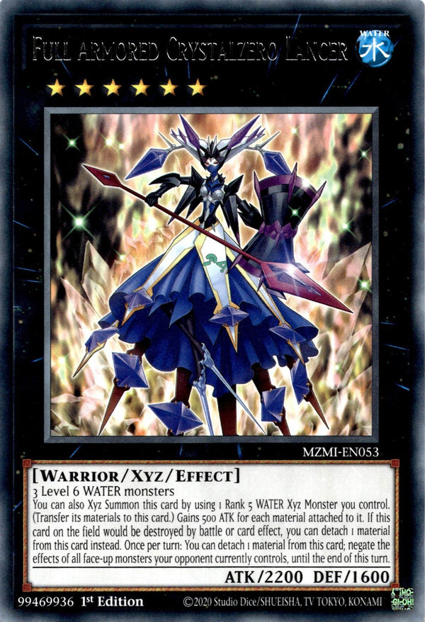 Yugioh Full Armored Crystalzero Lancer MZMI-EN053 Rare 1st Edition NM