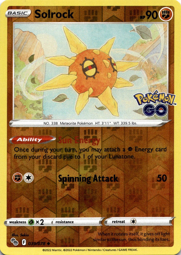 Pokemon Solrock 039/078 Pokemon Go Reverse Holo NM