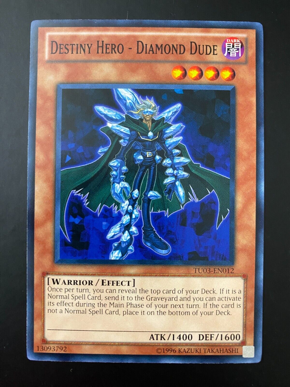 Yugioh Destiny Hero - Diamond Dude TU03-EN012 Common Unlimited Edition NM