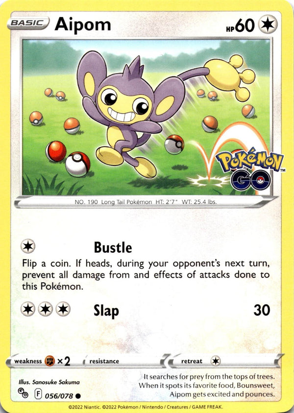 Pokemon Aipom 056/078 Pokemon Go Non Holo NM