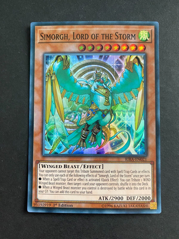 Yugioh Simorgh, Lord of the Storm RIRA-EN021 Super Rare 1st Edition MP