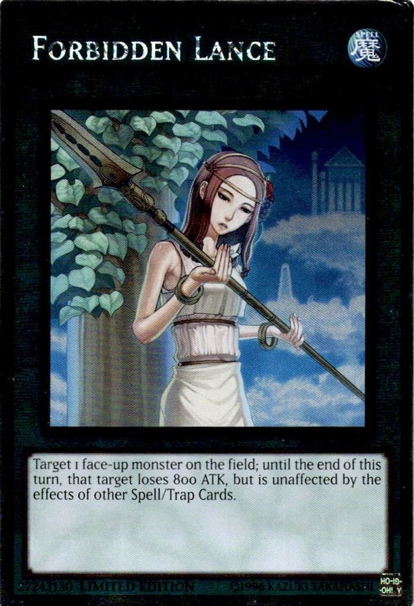 Yugioh Forbidden Lance NKRT-EN042 Platinum Rare 1st Edition HP (CREASE)