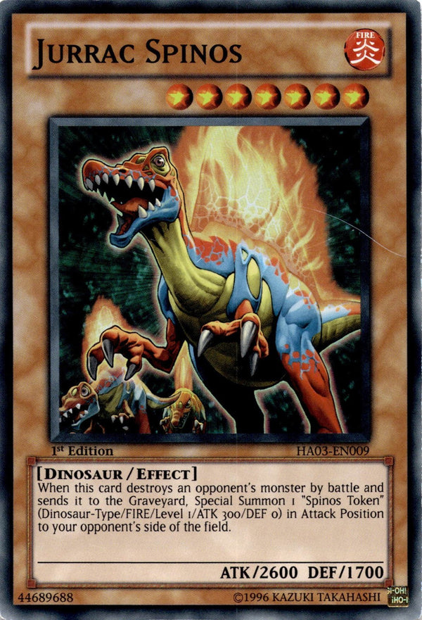 Yugioh Jurrac Spinos HA03-EN009 Super Rare 1st Edition MP
