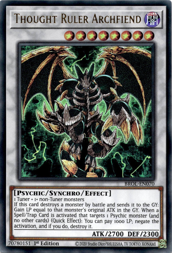 Yugioh Thought Ruler Archfiend BROL-EN070 Ultra Rare 1st Edition VLP/NM