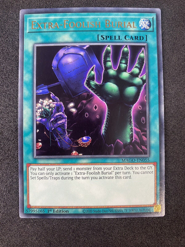 Yugioh Extra-Foolish Burial MAGO-EN055 Rare 1st Edition NM