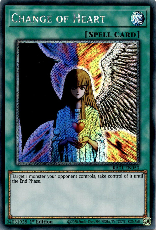 Yugioh Change of Heart RA01-EN050 Platinum Secret Rare 1st Edition NM