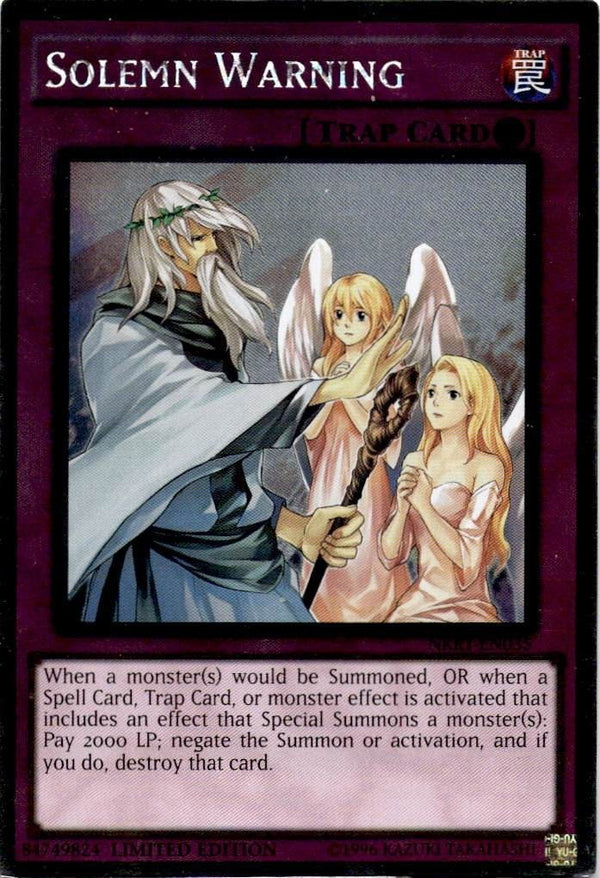 Yugioh Solemn Warning NKRT-EN035 Platinum Rare Limited Edition LP
