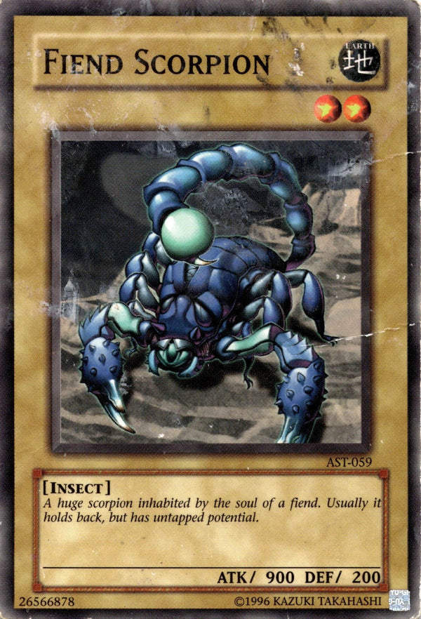 Yugioh Fiend Scorpion AST-059 Common Unlimited Edition DAMAGED