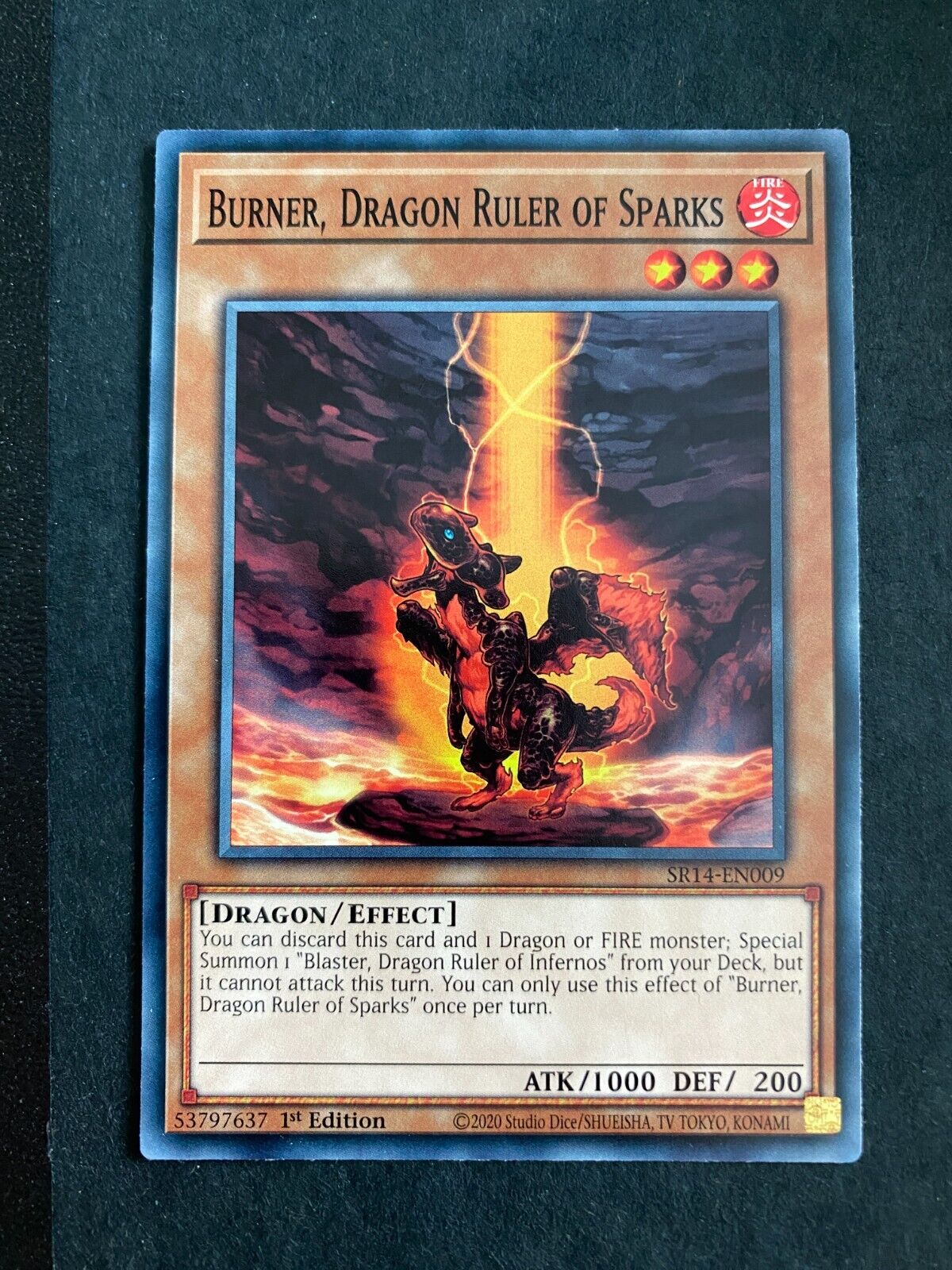 Yugioh Burner, Dragon Ruler of Sparks SR14-EN009 Common 1st Edition NM