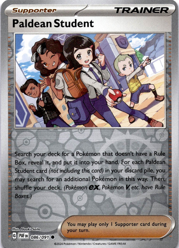 Pokemon Paldean Student 086/091 Paldean Fates Reverse Holo NM