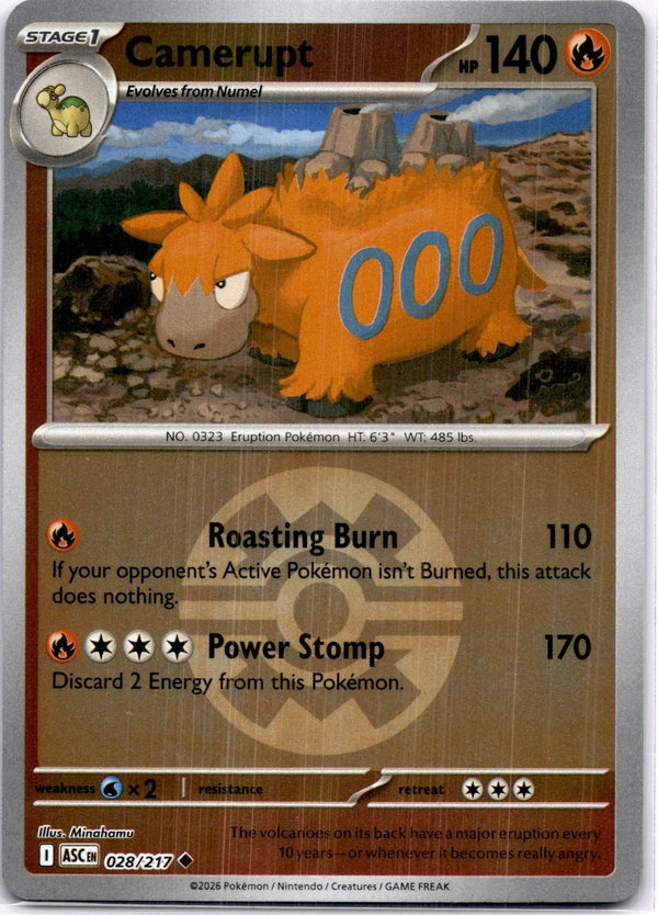 Pokemon Camerupt 028/217 Ascended Heroes Quick Ball Reverse Holo NM