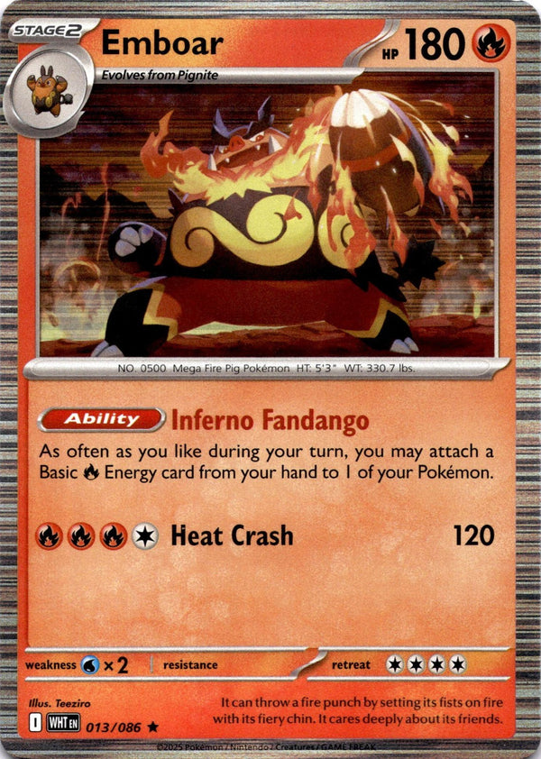 Pokemon Emboar 013/086 White Flare Holo NM