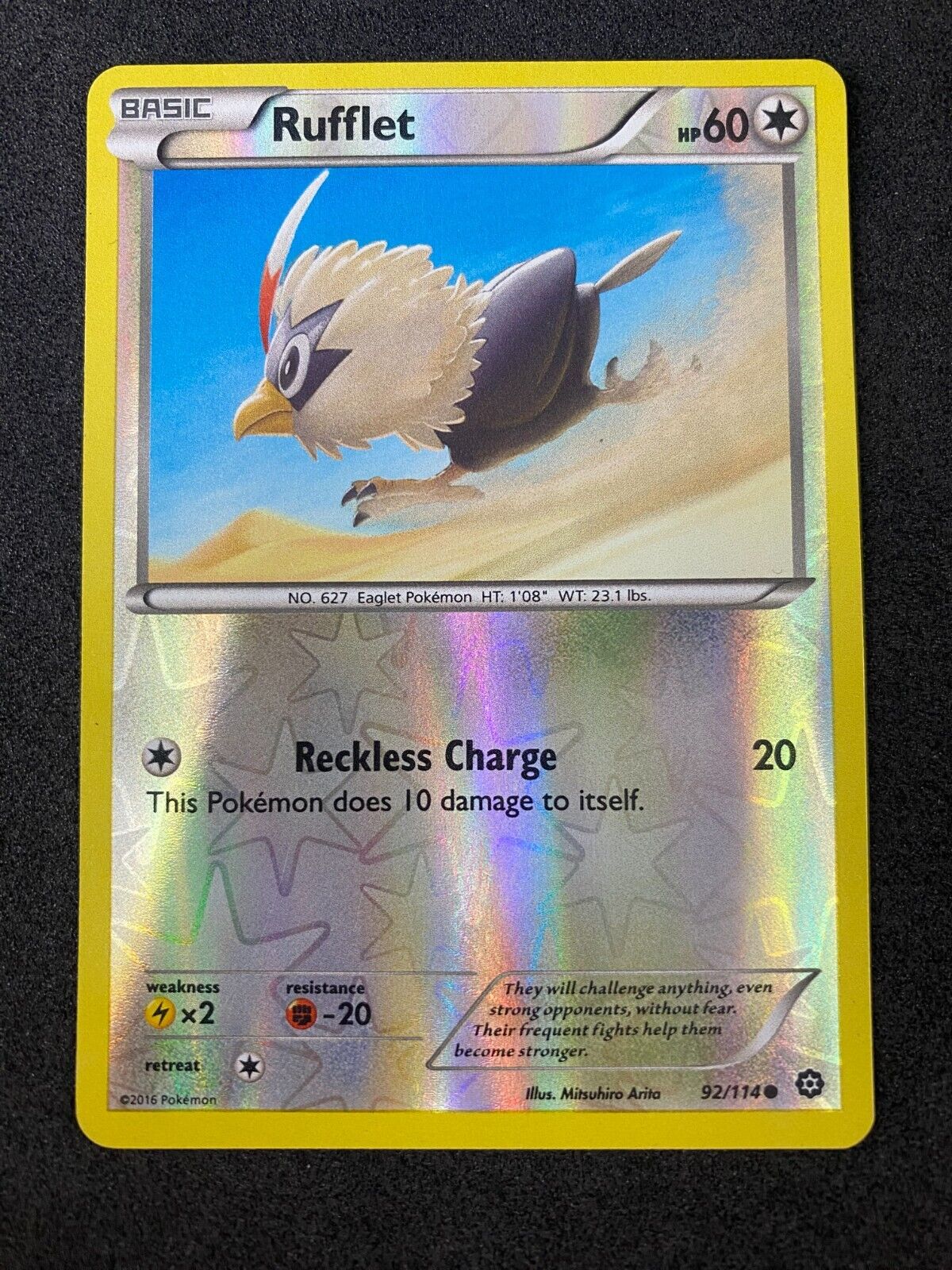 Pokemon Rufflet 92/114 Steam Siege Reverse Holo NM