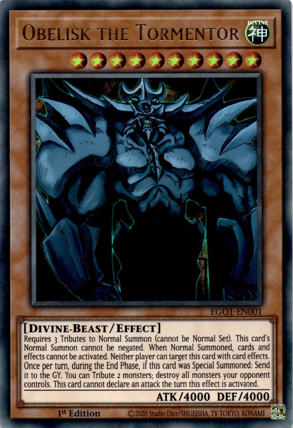 Yugioh Obelisk the Tormentor EGO1-EN001 Ultra Rare 1st Edition NM