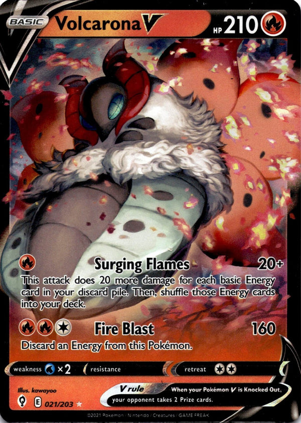Pokemon Volcarona V 021/203 Evolving Skies Full Art Holo VLP/NM
