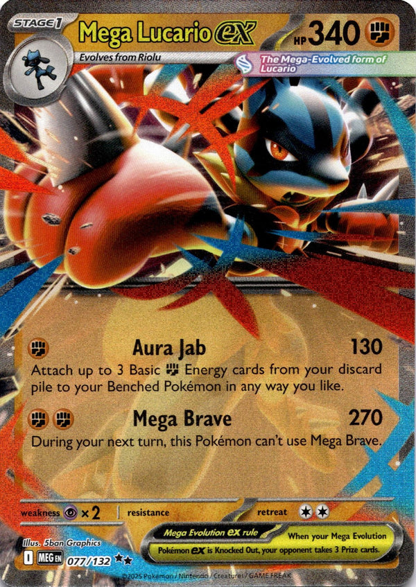 Pokemon Mega Lucario Ex 077/132 Mega Evolution Full Art Holo NM
