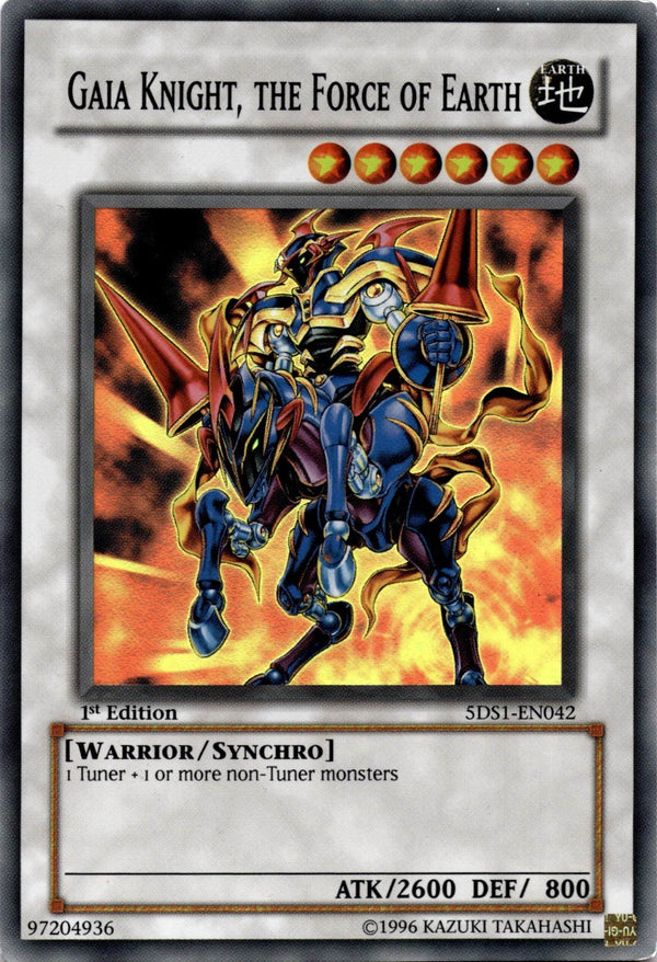 Yugioh Gaia Knight, the Force of Earth 5DS1-EN042 Super Rare 1st Ed HP (CREASE)