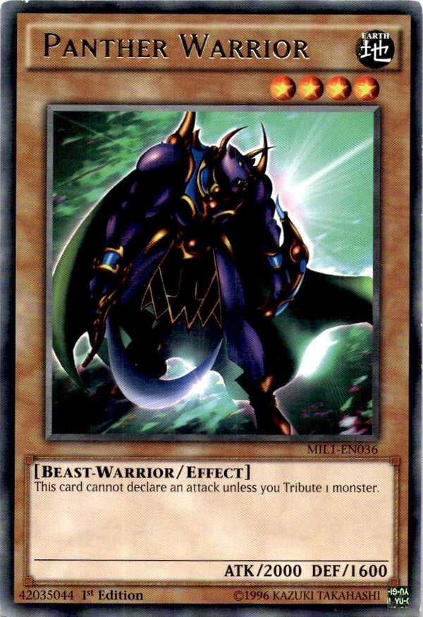 Yugioh Panther Warrior MIL1-EN036 Rare 1st Edition MP