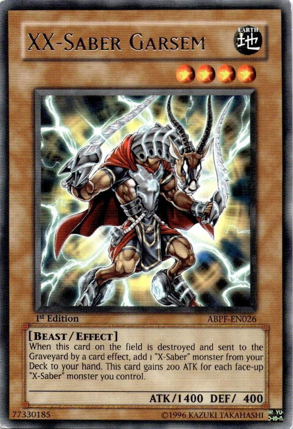 Yugioh XX-Saber Garsem ABPF-EN026 Rare 1st Edition MP/LP