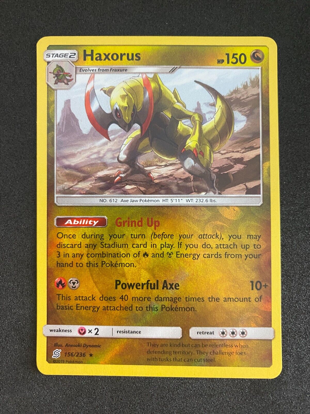 Pokemon Haxorus 156/236 Unified Minds Reverse Holo NM