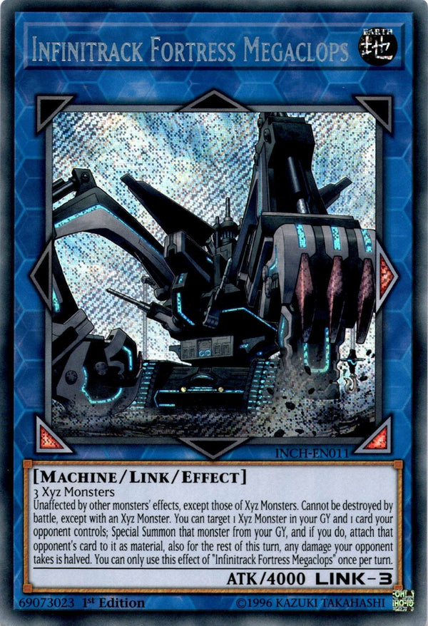 Yugioh Infinitrack Fortress Megaclops INCH-EN011 Secret Rare 1st Edition VLP/NM