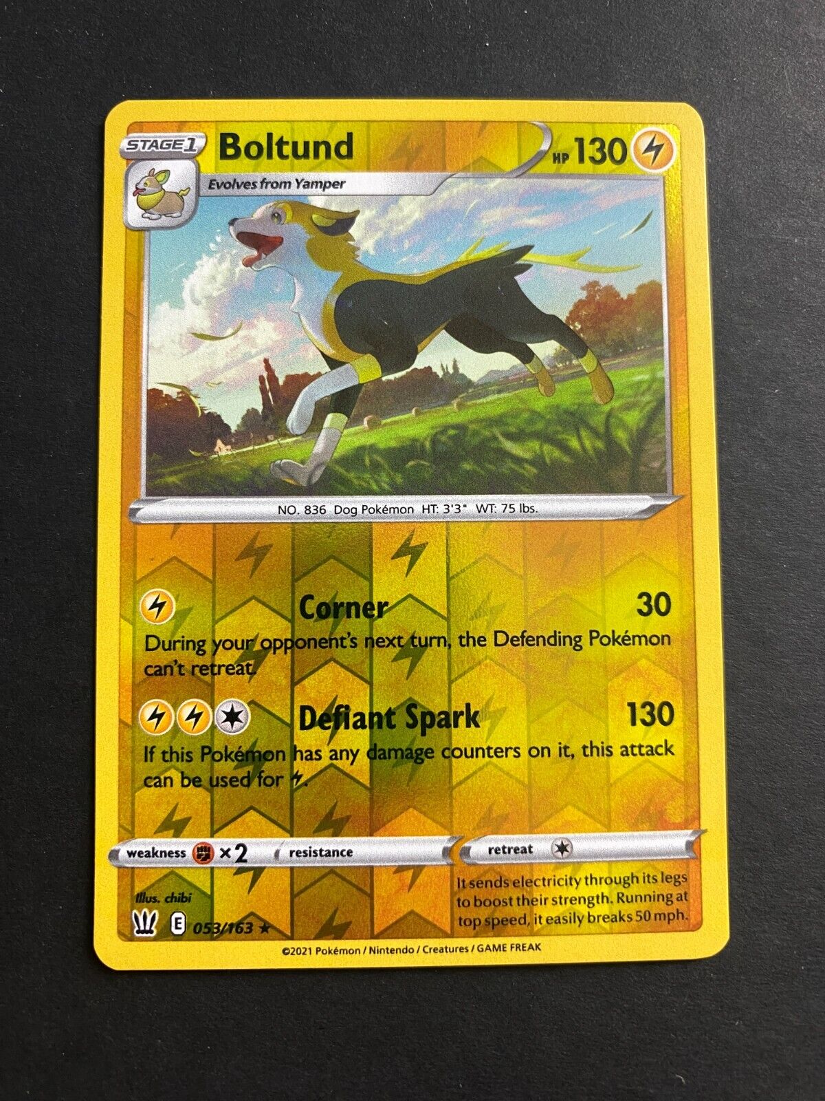 Pokemon Boltund 053/163 Battle Styles Reverse Holo NM