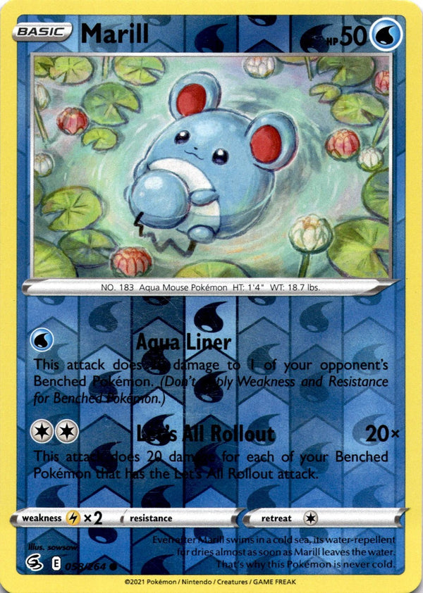 Pokemon Marill 058/264 Fusion Strike Reverse Holo LP