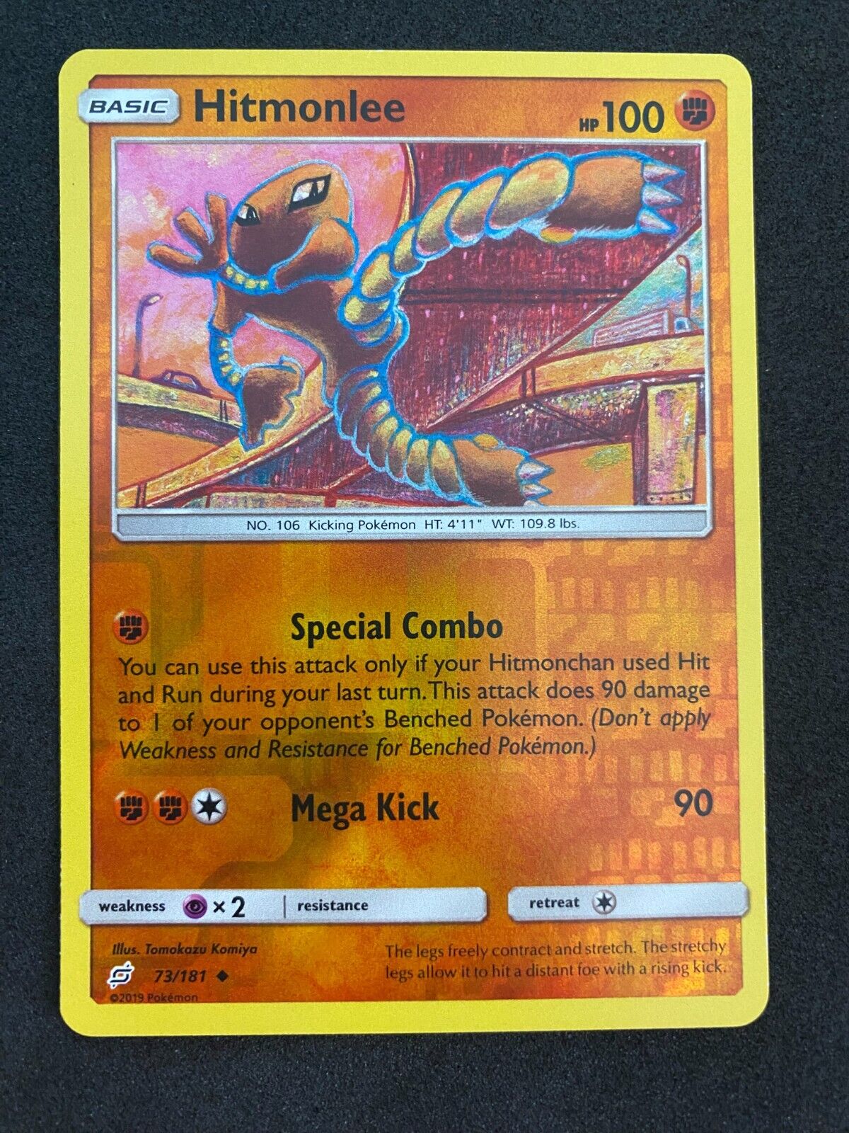 Pokemon Hitmonlee 73/181 Team Up Reverse Holo NM