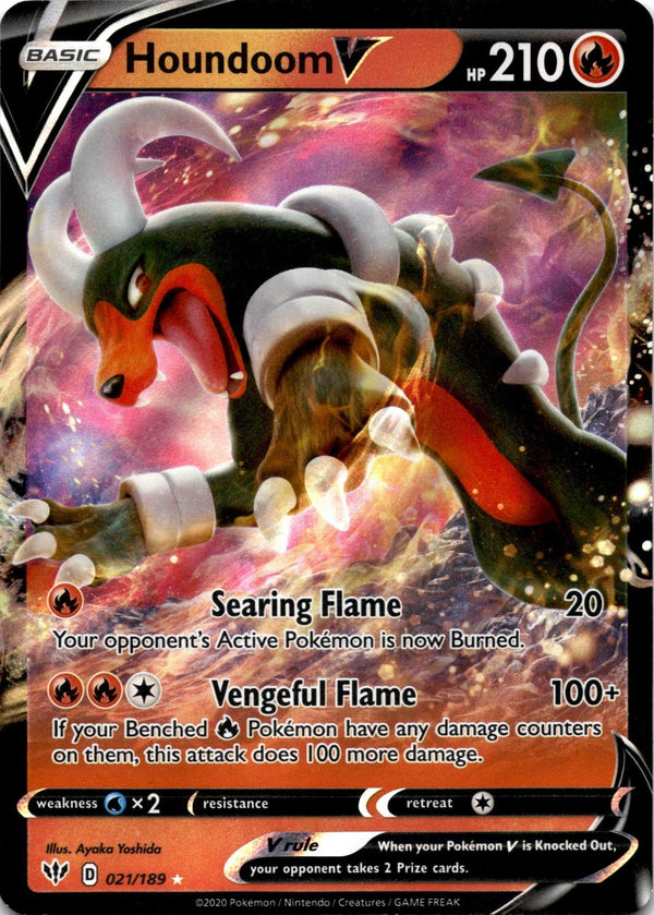 Pokemon Houndoom V 021/189 Darkness Ablaze Full Art Holo NM