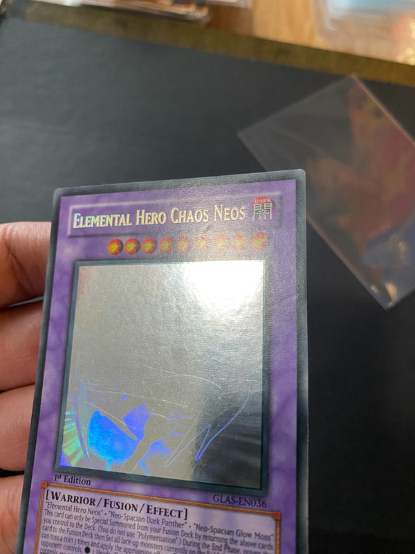 Yugioh Elemental Hero Chaos Neos GLAS-EN036 Ghost Rare 1st Edition LP/VLP