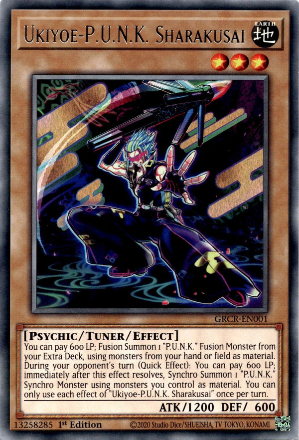 Yugioh Ukiyoe-P.U.N.K. Sharakusai GRCR-EN001 Rare 1st Edition NM