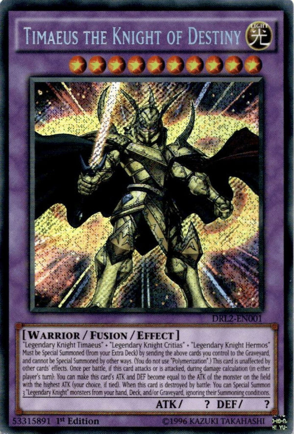 Yugioh Timaeus the Knight of Destiny DRL2-EN001 Secret Rare 1st Edition VLP/NM