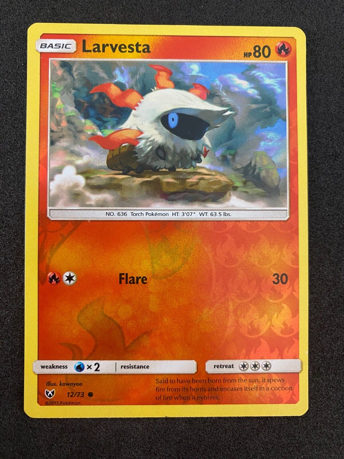 Pokemon Larvesta 12/73 Shining Legends Reverse Holo NM