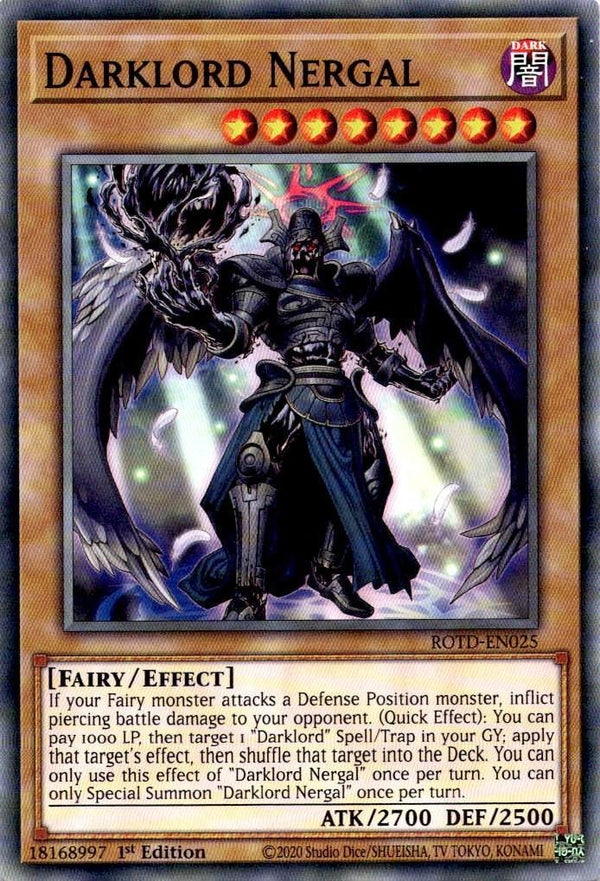 Yugioh Darklord Nergal ROTD-EN025 Common 1st Edition NM