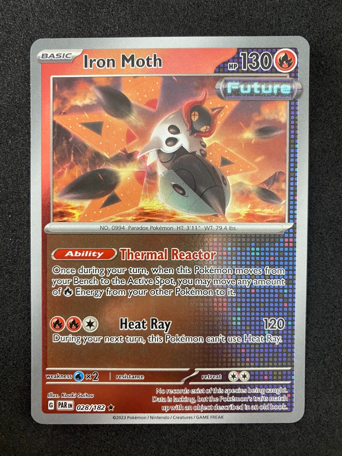 Pokemon Iron Moth 028/182 Paradox Rift Reverse Holo MINT