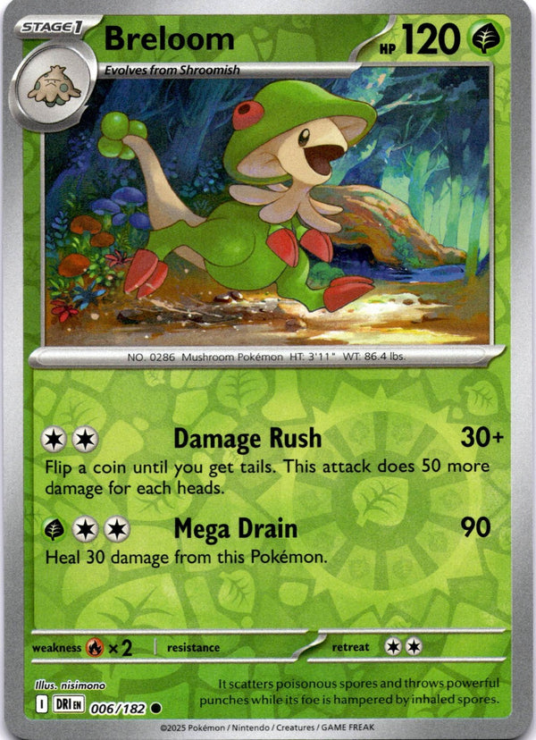 Pokemon Breloom 006/182 Destined Rivals Reverse Holo NM