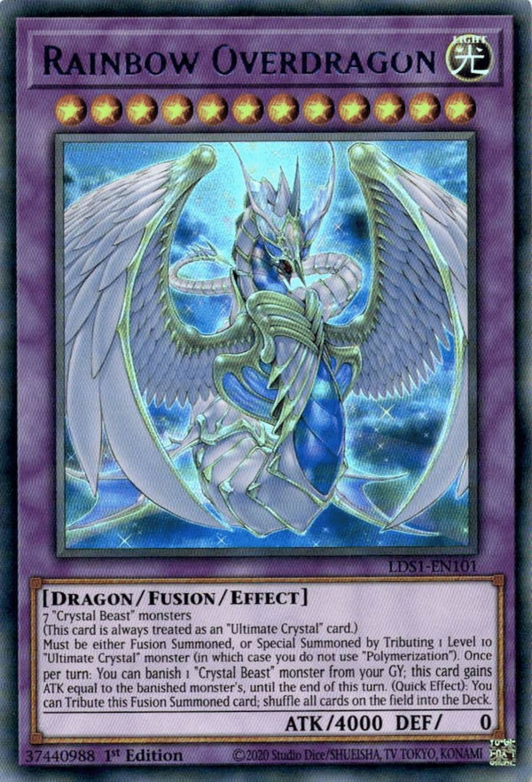 Yugioh Rainbow Overdragon LDS1-EN101 Blue Ultra Rare 1st Edition NM