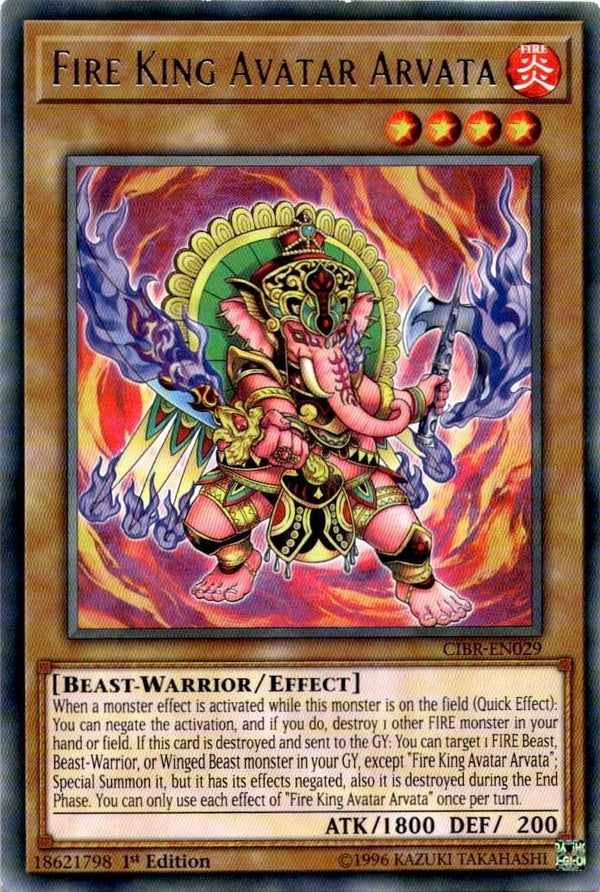 Yugioh Fire King Avatar Arvata CIBR-EN029 Rare 1st Edition LP