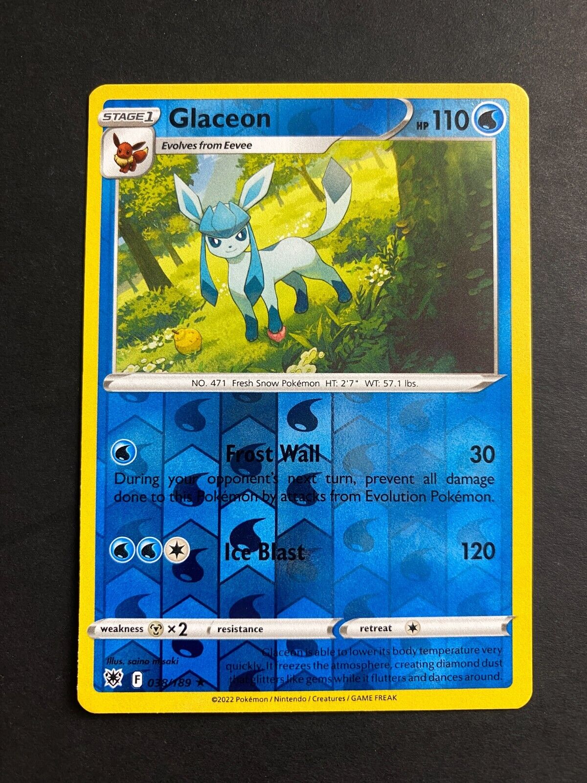 Pokemon Glaceon 038/189 Astral Radiance Reverse Holo NM