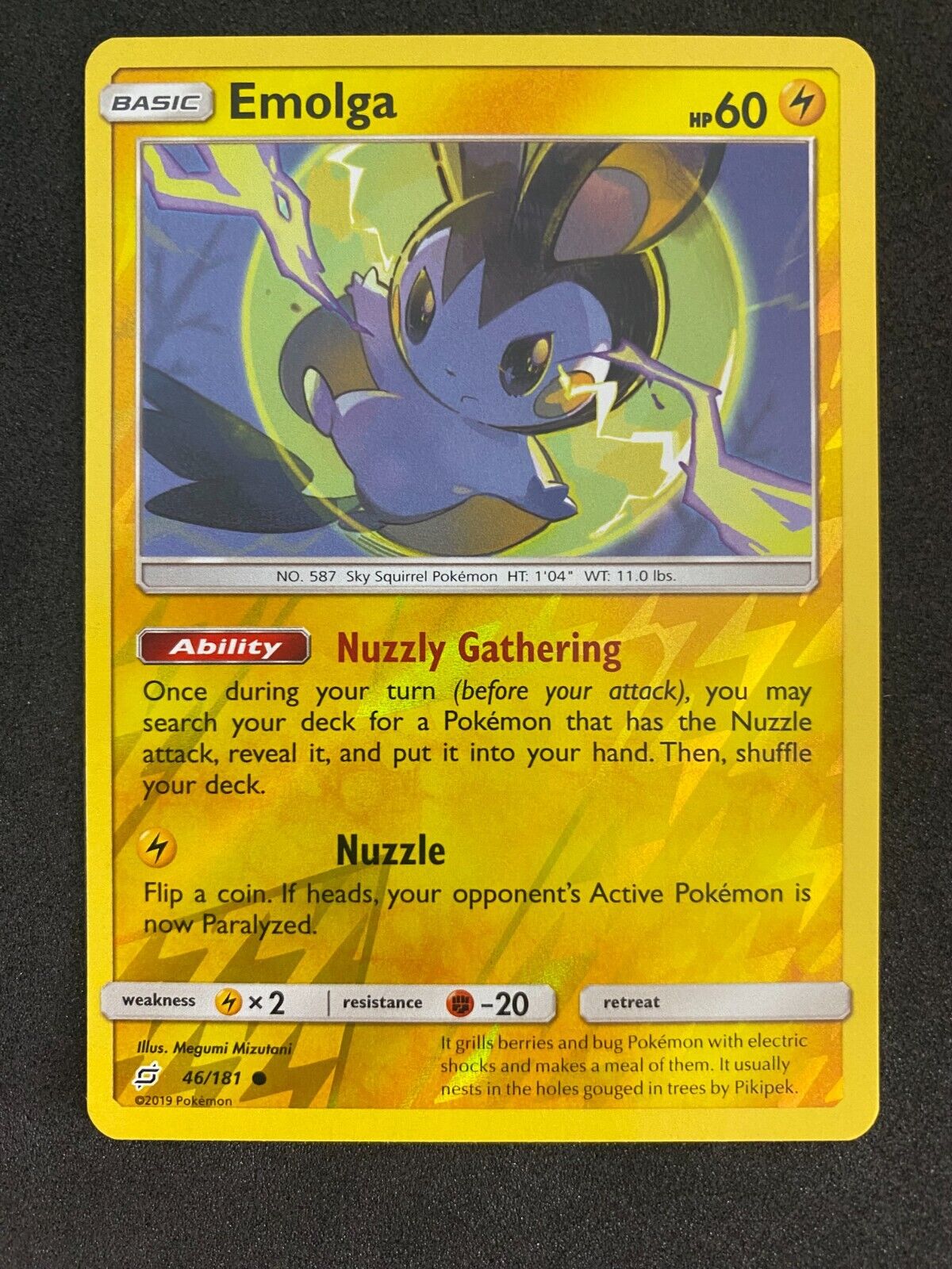 Pokemon Emolga 46/181 Team Up Reverse Holo NM