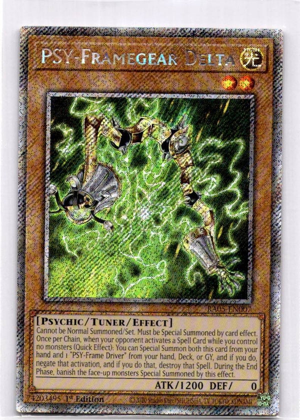 Yugioh PSY-Framegear Delta RA05-EN007 NA Print Platinum Secret Rare 1st Ed NM