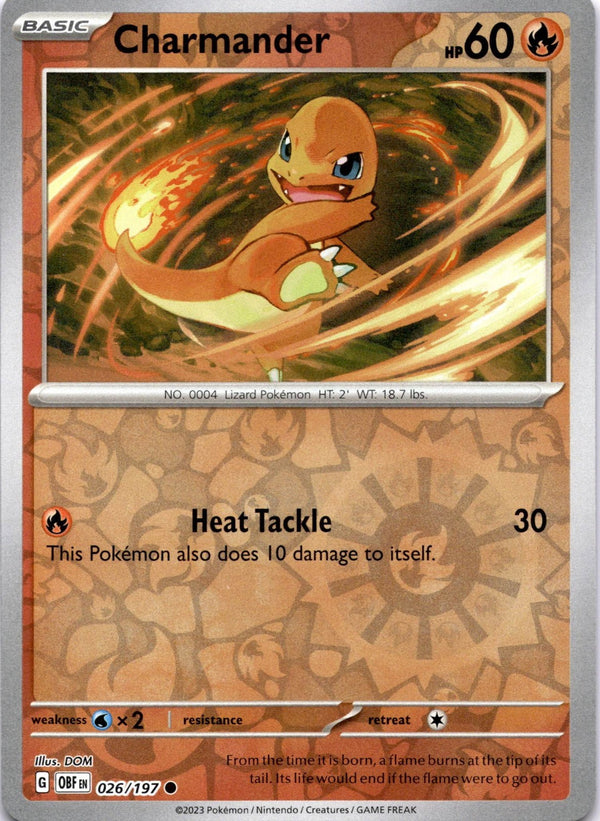 Pokemon Charmander 026/197 Obsidian Flames Reverse Holo NM