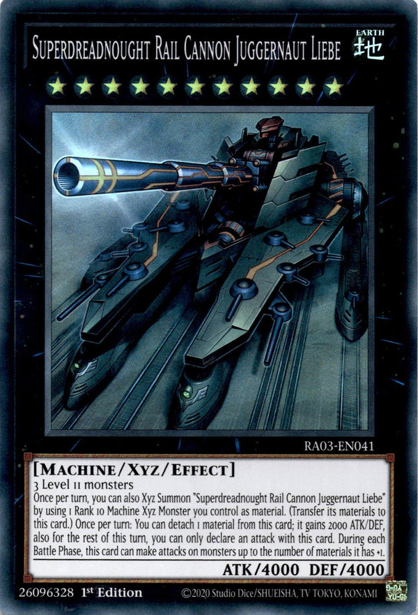 Yugioh Superdreadnought Rail Cannon Juggernaut Liebe RA03-EN041 Super Rare LP