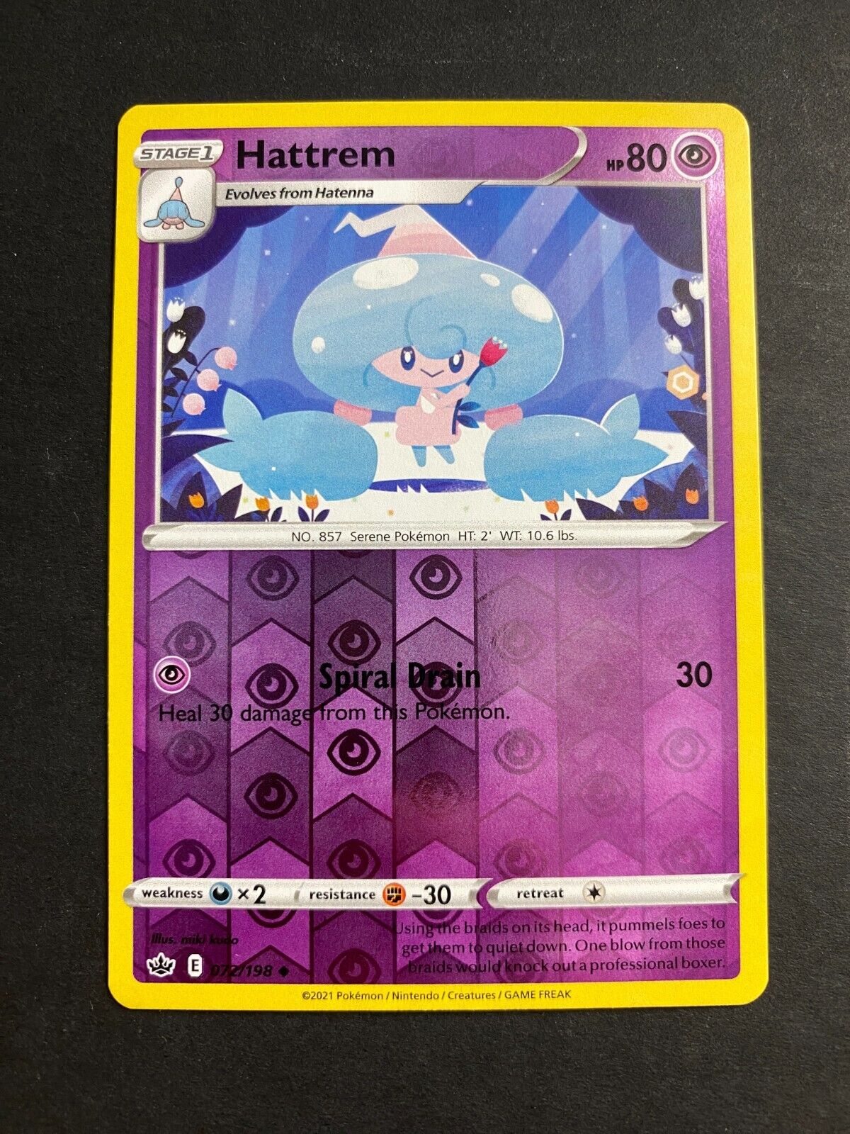 Pokemon Hattrem 072/198 Chilling Reign Reverse Holo NM