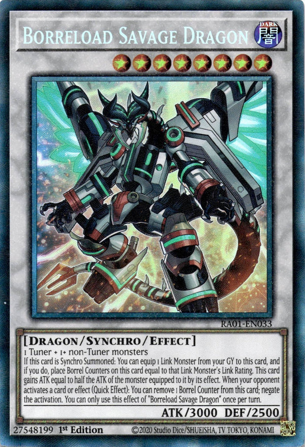 Yugioh Borreload Savage Dragon RA01-EN033 Collector’s Rare 1st Edition NM