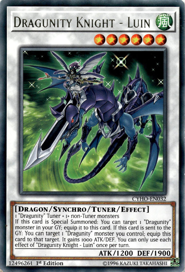 Yugioh Dragunity Knight - Luin CYHO-EN032 Rare 1st Edition HP